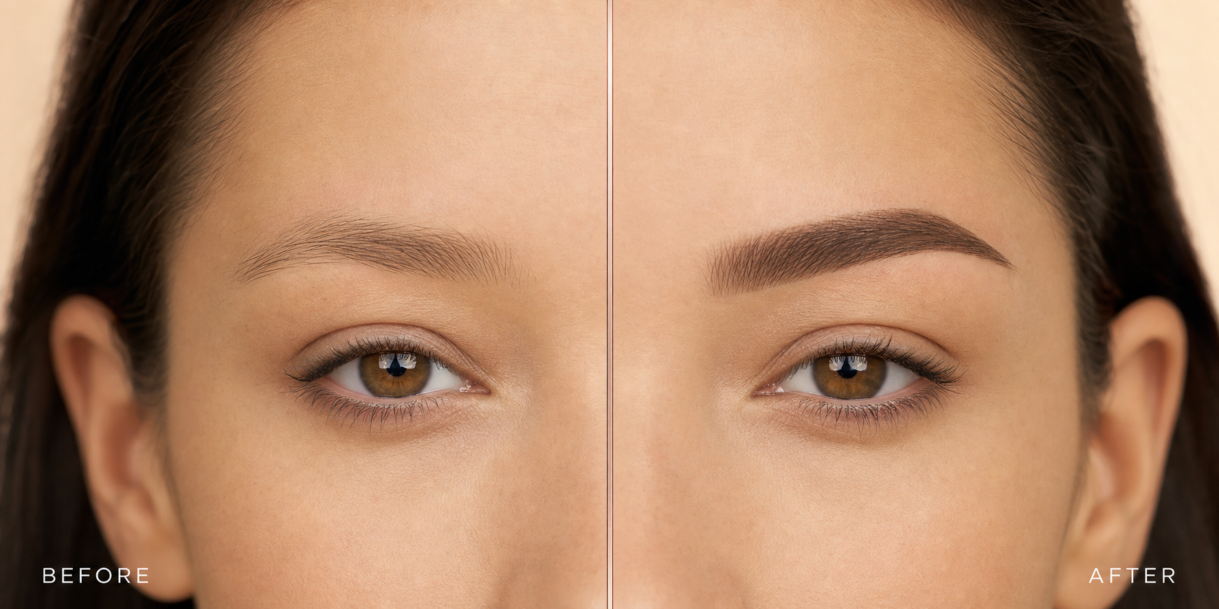 Before and after powder brows